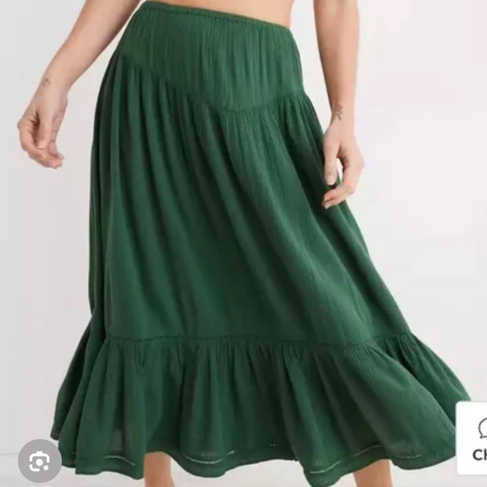 aerie Dark Green A-Line Maxi Skirt